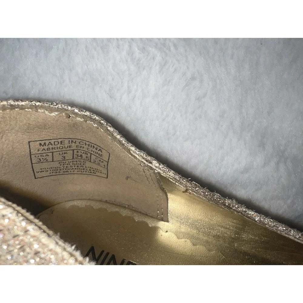 EUC, NINE WEST Girl's Dress Shoes, Size 3.5 Gold, Sparkle, Gorgeous!